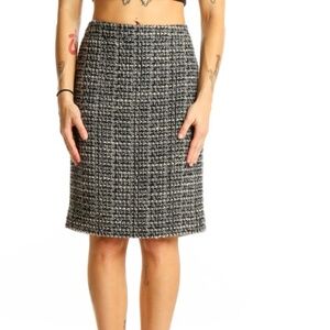 J Crew Factory The Pencil Skirt Tweed Boucle Wool Blend Black Grey Ivory SZ 2